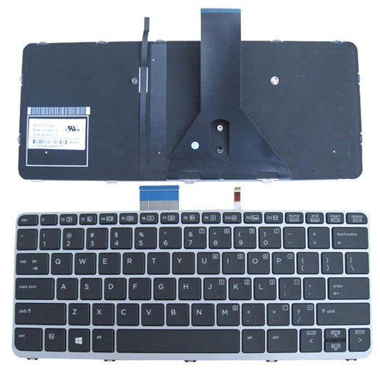 Backlit Laptop Keyboard Replacement For HP EliteBook Folio 1020 1030 G1 US Silver Frame