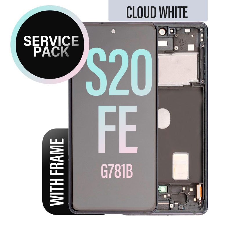 LCD Digitizer Screen Assembly with Frame Service Pack Replacement for Galaxy S20 FE G780-G781 - Cloud White