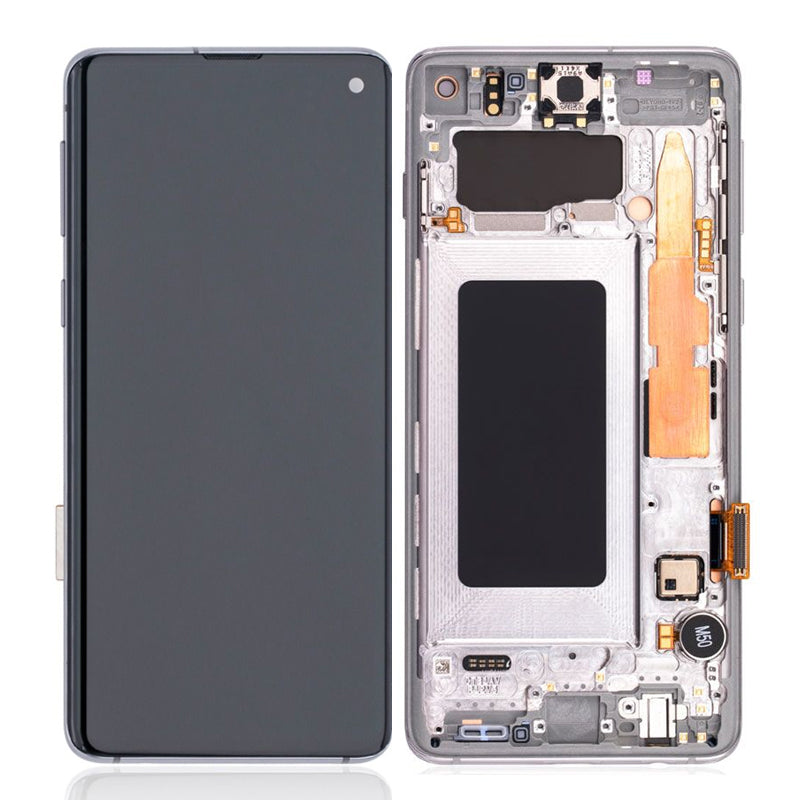 LCD Digitizer Screen Assembly with Frame Service Pack for Galaxy S10 G973 - Prism White