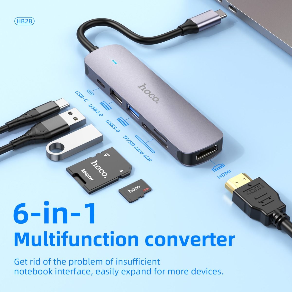 Hoco USB-C 6-in-1 Multi-Function Converter HB28