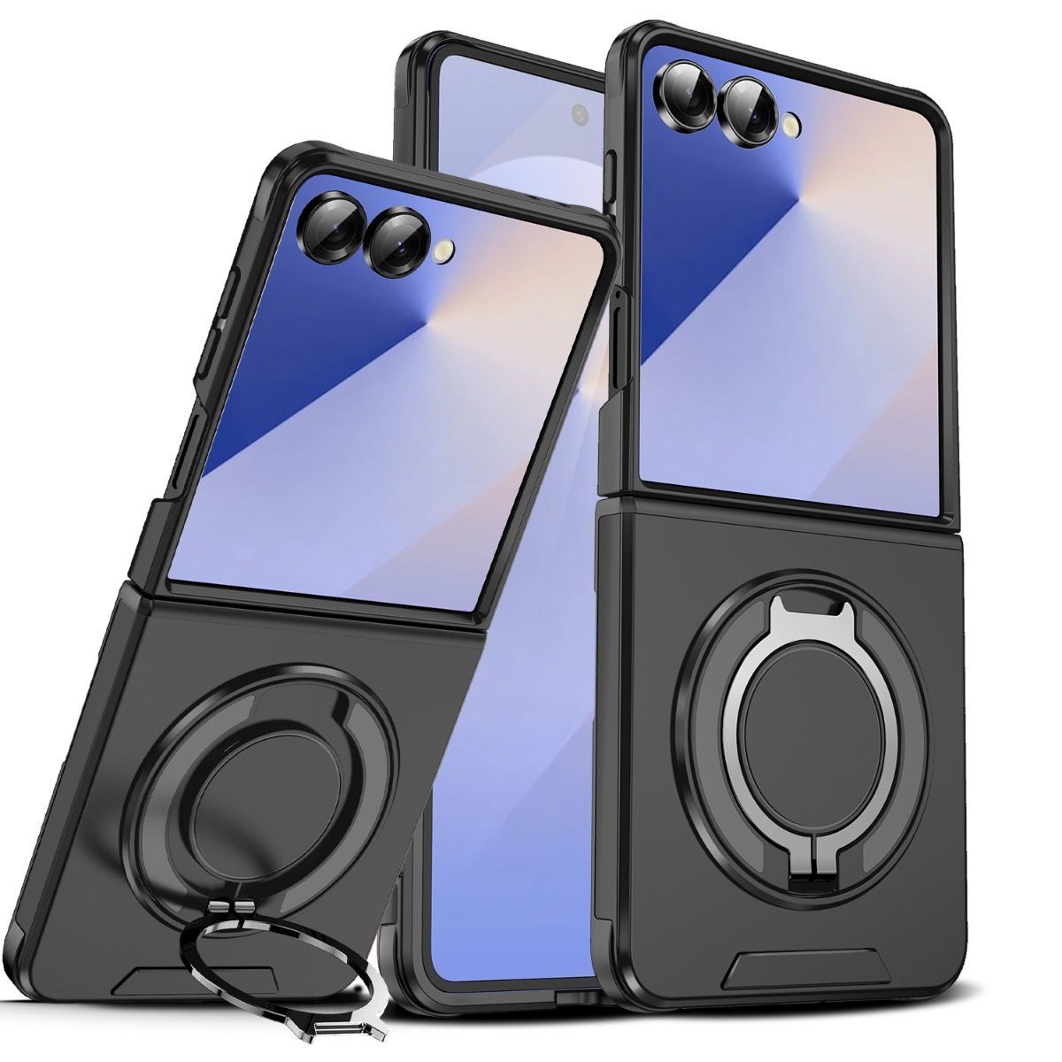 Armor Case Cover with Ring Stand for Galaxy Z Flip 7- Black