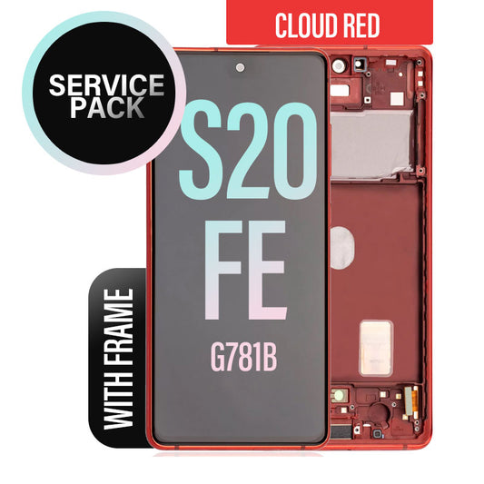 LCD Digitizer Screen Assembly with Frame Service Pack Replacement for Galaxy S20 FE G780-G781 - Cloud Red