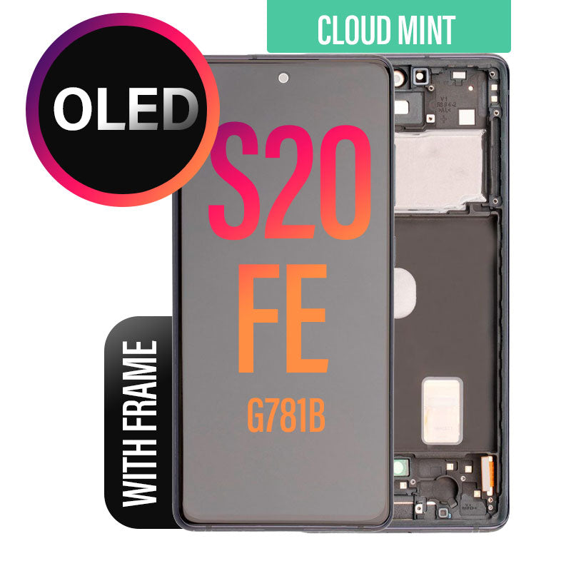 OLED LCD Digitizer Screen Assembly with Frame Replacement for Galaxy S20 FE G780-G781 - Cloud Mint
