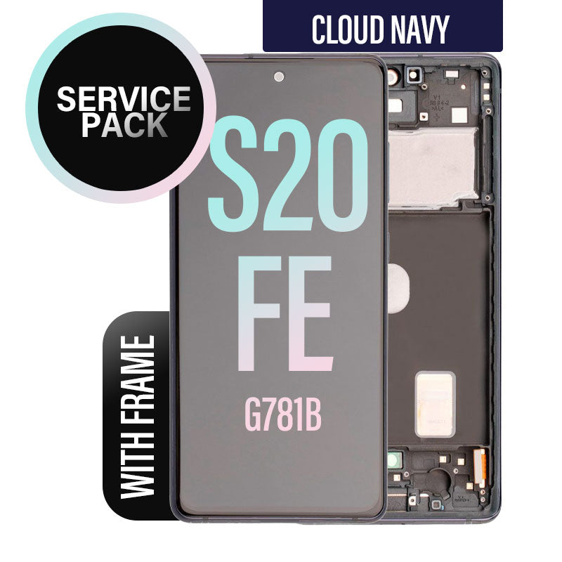 LCD Digitizer Screen Assembly with Frame Service Pack Replacement for Galaxy S20 FE G780-G781 - Cloud Navy