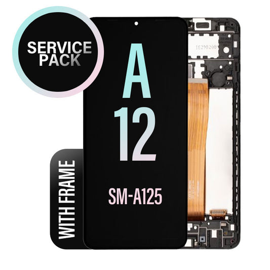 LCD Digitizer Screen Assembly with Frame Replacement Service Pack for Galaxy A12 2020 A125