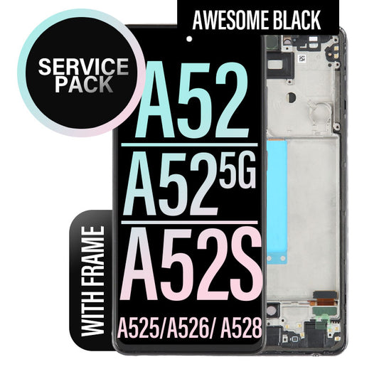 LCD Digitizer Screen Assembly with Frame Service Pack for Galaxy A52/ A52 5G/ A52s- Awesome Black