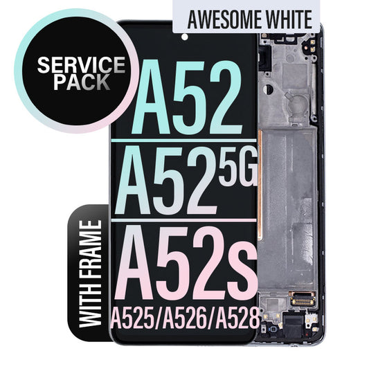LCD Digitizer Screen Assembly with Frame Service Pack for Galaxy A52/ A52 5G/ A52s-  Awesome White