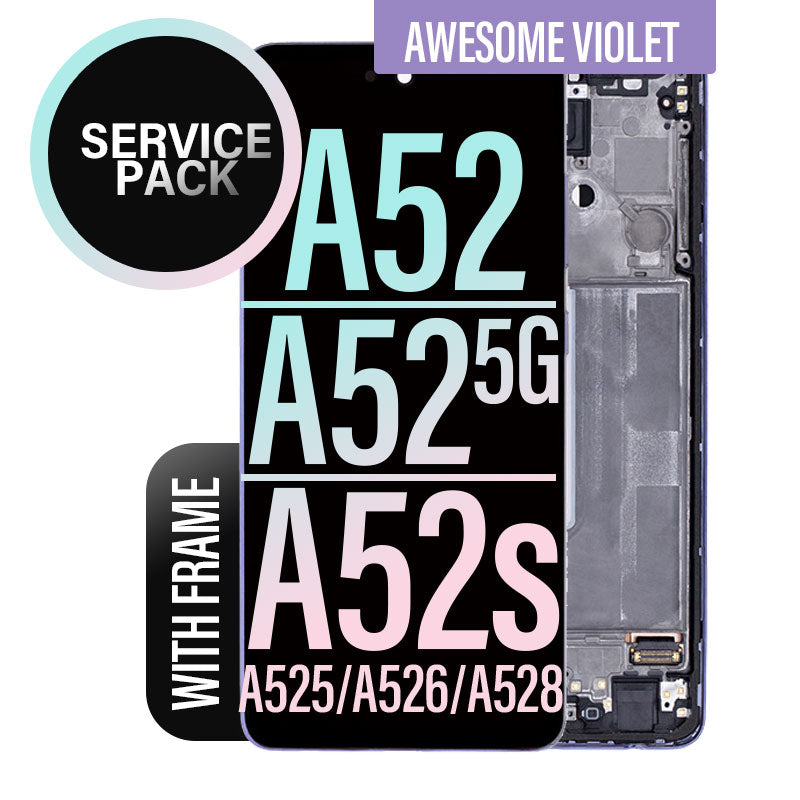 LCD Digitizer Screen Assembly with Frame Service Pack for Galaxy A52/ A52 5G/ A52s- Awesome Violet