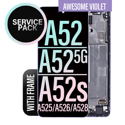 LCD Digitizer Screen Assembly with Frame Service Pack for Galaxy A52/ A52 5G/ A52s- Awesome Violet