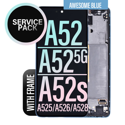 LCD Digitizer Screen Assembly with Frame Service Pack for Galaxy A52/ A52 5G/ A52s- Awesome Blue