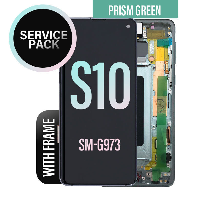 LCD Digitizer Screen Assembly with Frame Service Pack for Galaxy S10 G973 - Prism Green