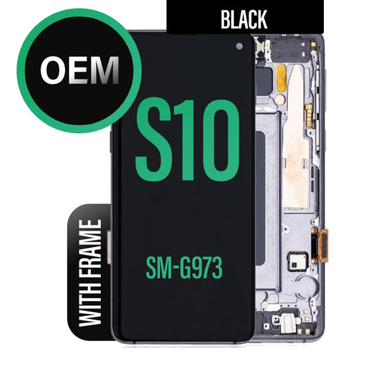 LCD Digitizer Screen Assembly with Frame for Galaxy S10 G973 - Black