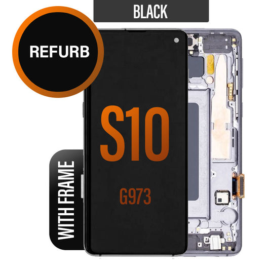LCD Digitizer Screen Assembly with Frame Refurbished for Galaxy S10 G973 - Black
