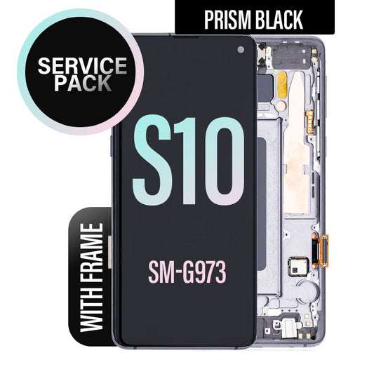 LCD Digitizer Screen Assembly with Frame Service Pack for Galaxy S10 G973 - Prism Black