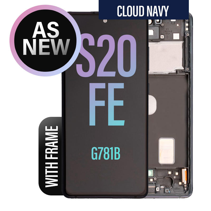 LCD Digitizer Screen Assembly with Frame As New Replacement for Galaxy S20 FE - Cloud Navy