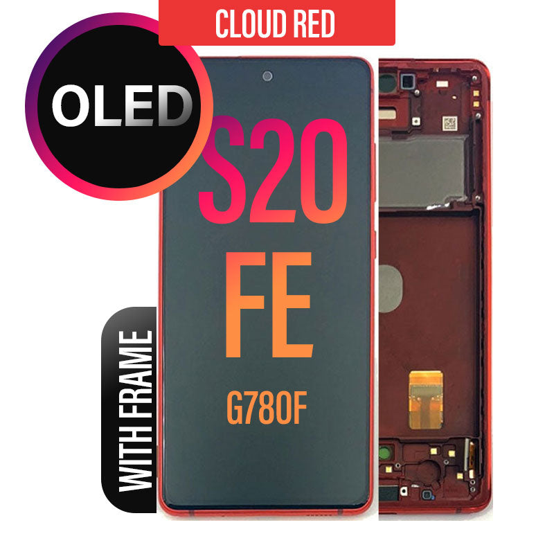 OLED LCD Digitizer Screen Assembly with Frame Replacement for Galaxy S20 FE G780-G781 - Cloud Red