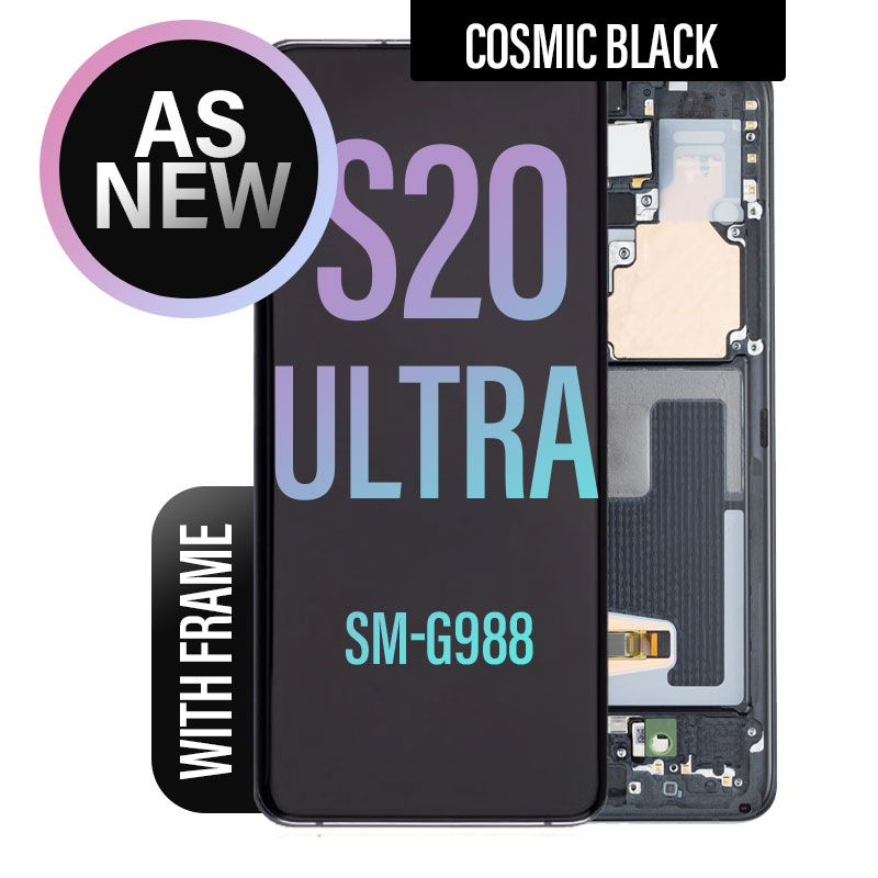LCD Touch Screen Assembly with Frame Replacement (As New) for Galaxy S20 Ultra- Cosmic Black
