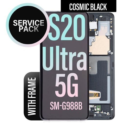 LCD Digitizer Screen Assembly with Frame Service Pack for Galaxy S20 Ultra/ S20 Ultra 5G G988 - Cosmic Black
