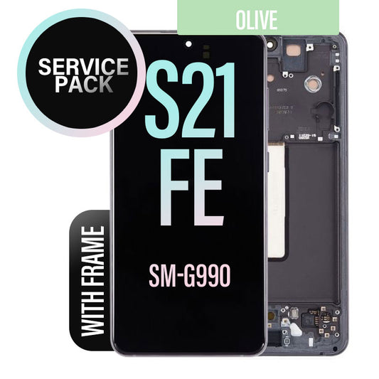 LCD Digitizer Screen Assembly with Frame Service Pack Replacement for Galaxy S21 FE G990 - Olive