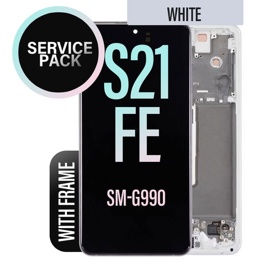 LCD Digitizer Screen Assembly with Frame Service Pack Replacement for Galaxy S21 FE G990 - White