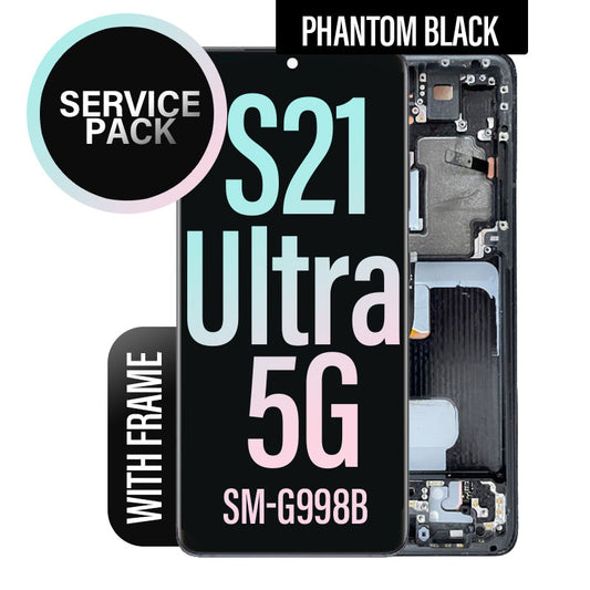 LCD Digitizer Screen Assembly with Frame Service Pack Replacement for Galaxy S21 Ultra G998 - Phantom Black