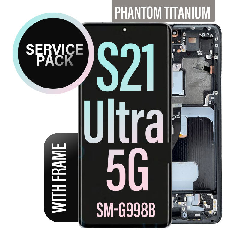 LCD Digitizer Screen Assembly with Frame Service Pack Replacement for Galaxy S21 Ultra G998- Phantom Titanium