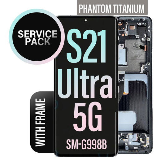 LCD Digitizer Screen Assembly with Frame Service Pack Replacement for Galaxy S21 Ultra G998- Phantom Titanium