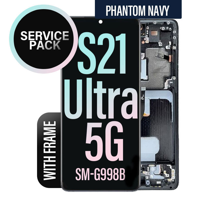 LCD Digitizer Screen Assembly with Frame Service Pack Replacement for Galaxy S21 Ultra G998- Phantom Navy