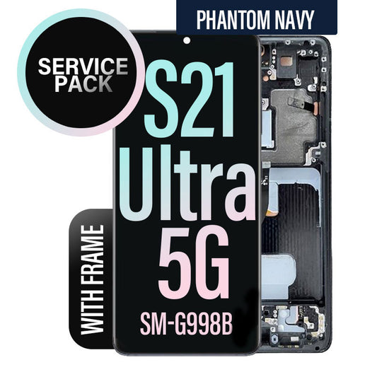LCD Digitizer Screen Assembly with Frame Service Pack Replacement for Galaxy S21 Ultra G998- Phantom Navy