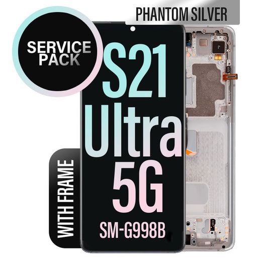 LCD Digitizer Screen Assembly with Frame Service Pack Replacement for Galaxy S21 Ultra G998 - Phantom Silver