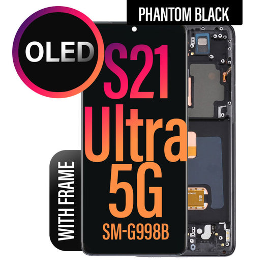OLED LCD Digitizer Screen Assembly with Frame Replacement for Galaxy S21 Ultra G998 - Phantom Black