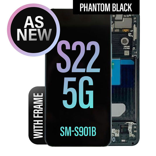 LCD Digitizer Screen Assembly with Frame (As New) Replacement for Galaxy S22 5G S901 -Phantom Black