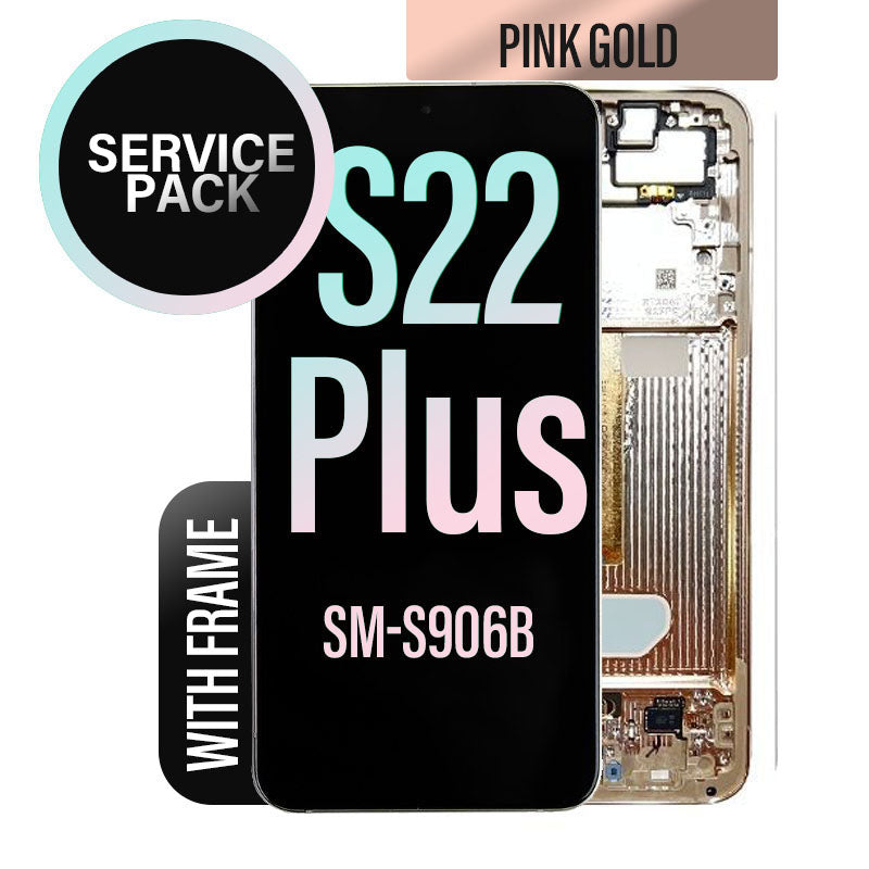 LCD Digitizer Screen Assembly with Frame Service Pack Replacement for Galaxy S22 Plus 5G S906 - Pink Gold