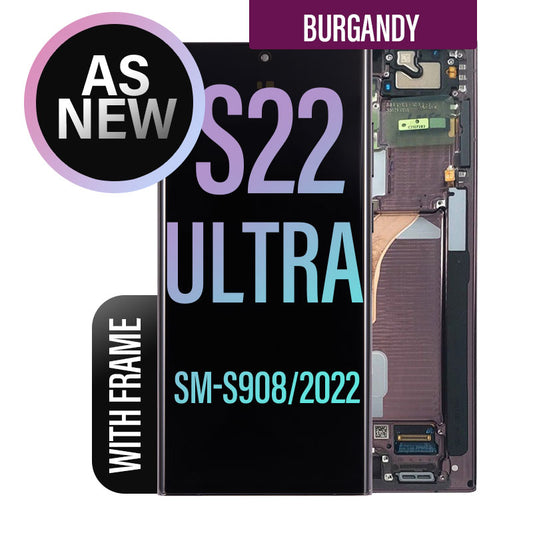 LCD Touch Screen Assembly with Frame Replacement (As New) for Galaxy S22 Ultra - Burgundy
