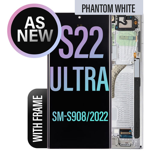 LCD Touch Screen Assembly with Frame Replacement (As New) for Galaxy S22 Ultra - Phantom White