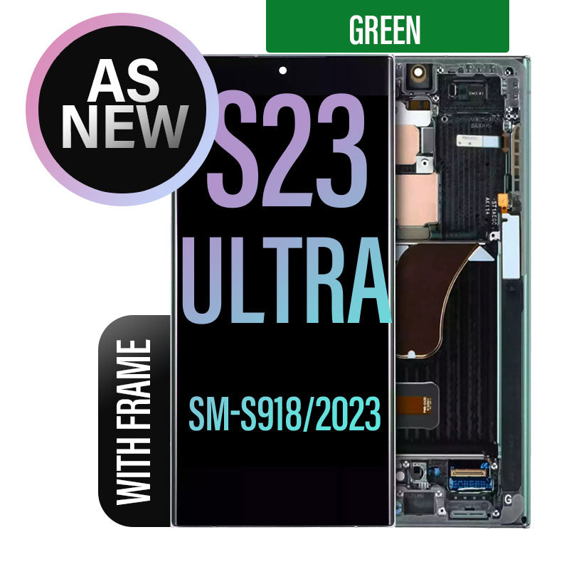 LCD Touch Screen Assembly With Frame For Galaxy S23 Ultra  - As New - Green