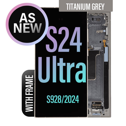 LCD Touch Screen Assembly with Frame Replacement (As New) for Galaxy S24 Ultra- Titanium Grey