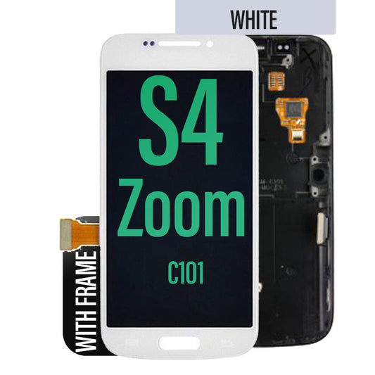 LCD Touch Screen Assembly with Frame For Galaxy S4 Zoom - White