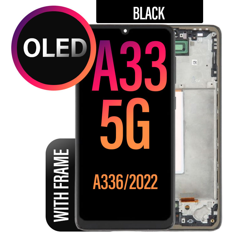 OLED LCD Touch Screen Assembly Frame Replacement For Galaxy A33 5G 2022 A336- Black