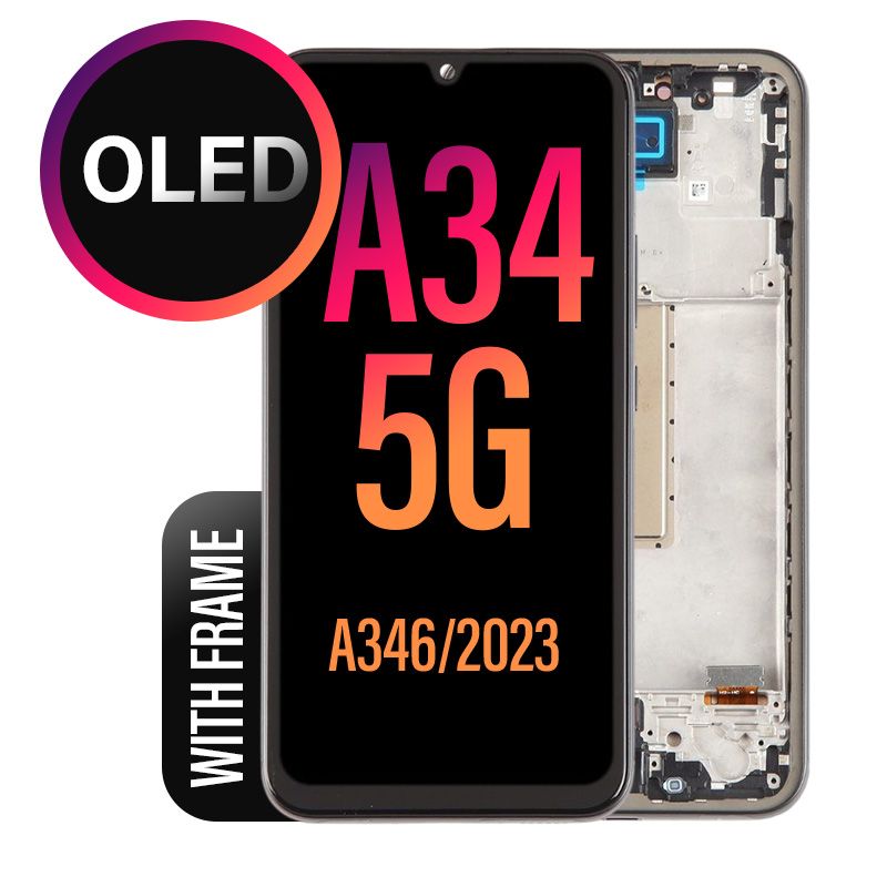 OLED LCD Touch Screen Assembly With Frame Replacement for Galaxy A34 5G