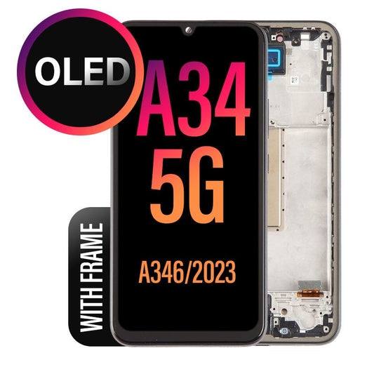 OLED LCD Touch Screen Assembly With Frame Replacement for Galaxy A34 5G