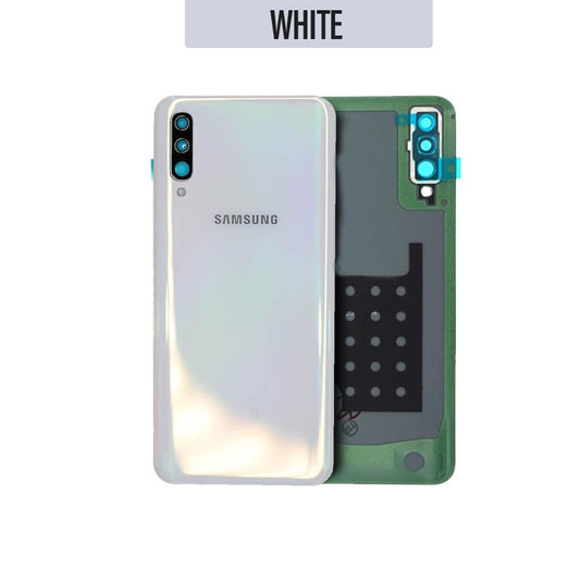 Back Glass Cover with Camera Lens Replacement for Galaxy A50 2019 A505- White