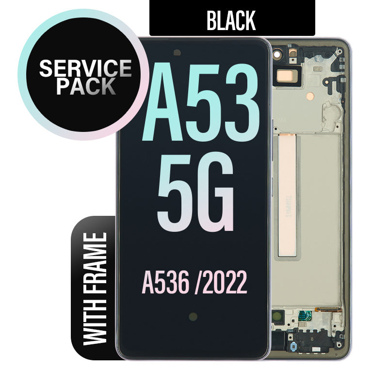 LCD Digitizer Screen Assembly with Frame Service Pack for Galaxy A53 5G 2022 A536- Black