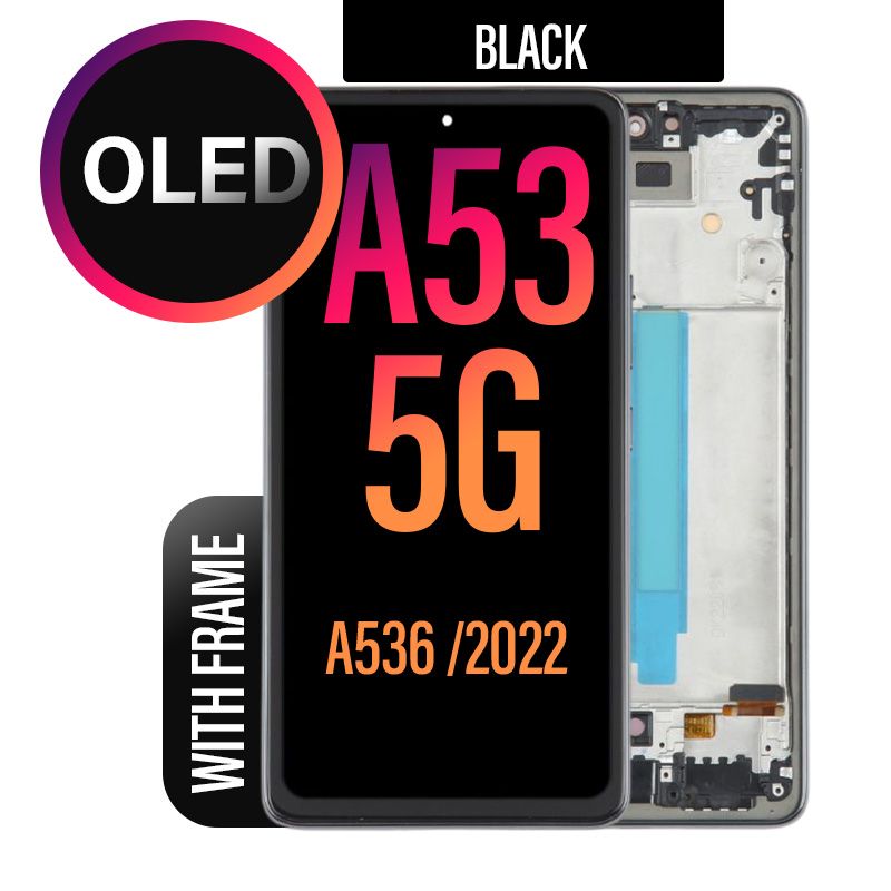 OLED LCD Touch Screen Assembly with Frame Replacement For Galaxy A53 5G 2022 A536- Black