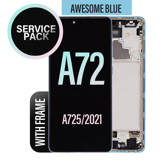LCD Touch Screen Assembly With Frame For Galaxy A72 A725- Awesome Blue