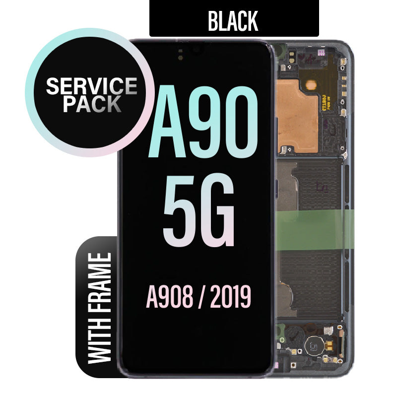 LCD Digitizer Screen Assembly with Frame Service Pack for Galaxy A90 5G 2019 A908- Black