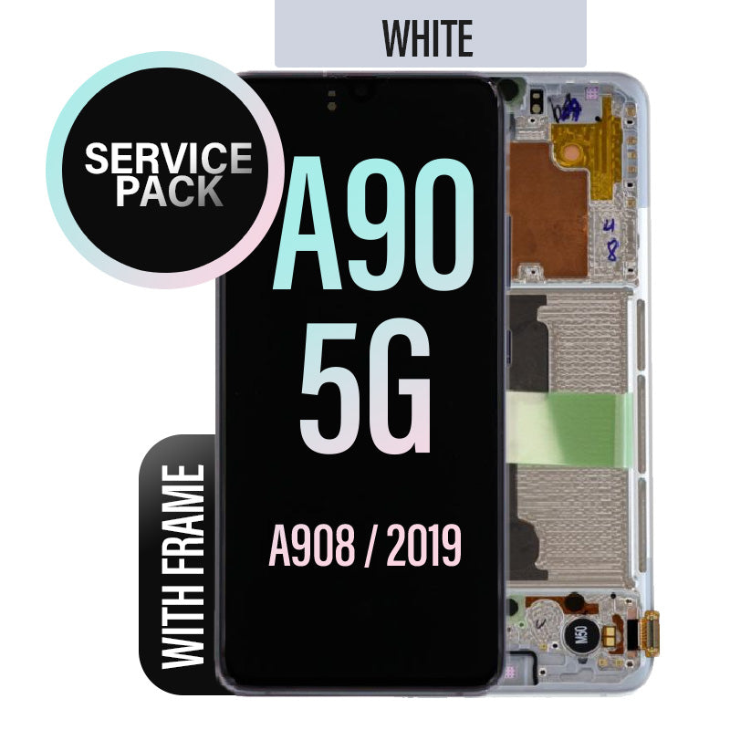 LCD Digitizer Screen Assembly with Frame Service Pack for Galaxy A90 5G 2019 A908- White