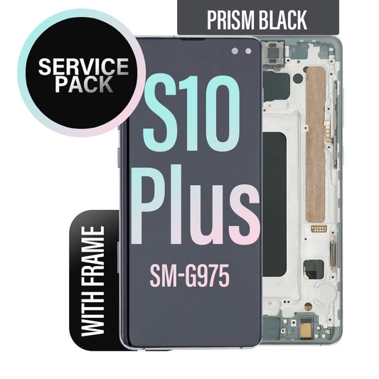 LCD Digitizer Screen Assembly with Frame Service Pack for Galaxy S10 Plus G975 - Prism Black