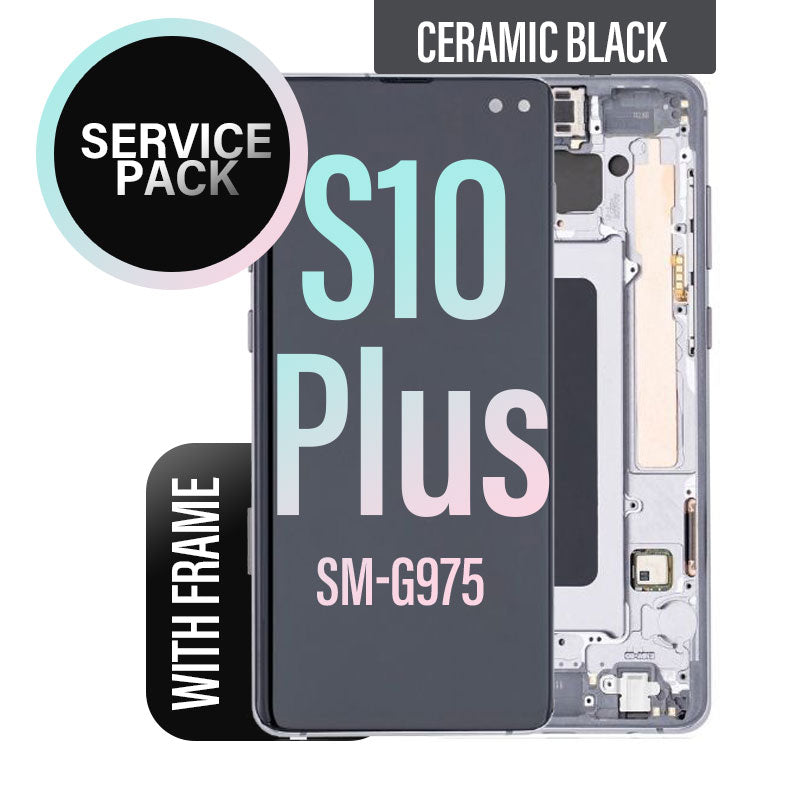 LCD Digitizer Screen Assembly with Frame Service Pack for Galaxy S10 Plus G975 - Ceramic Black