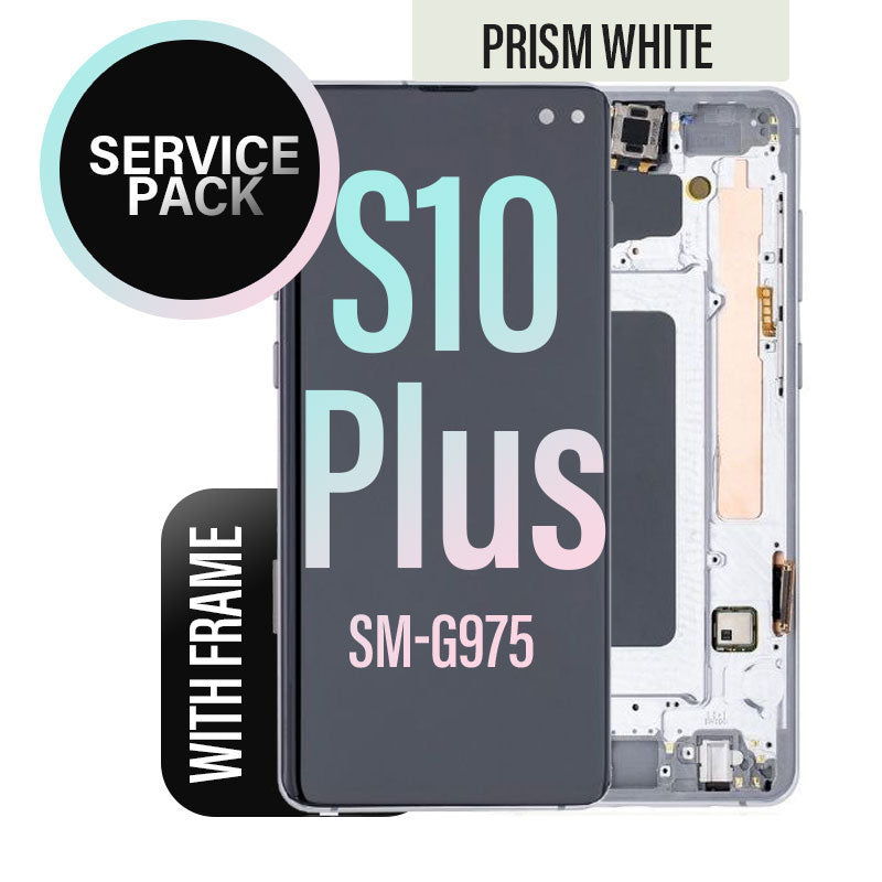 LCD Digitizer Screen Assembly with Frame Service Pack for Galaxy S10 Plus G975 - Prism White